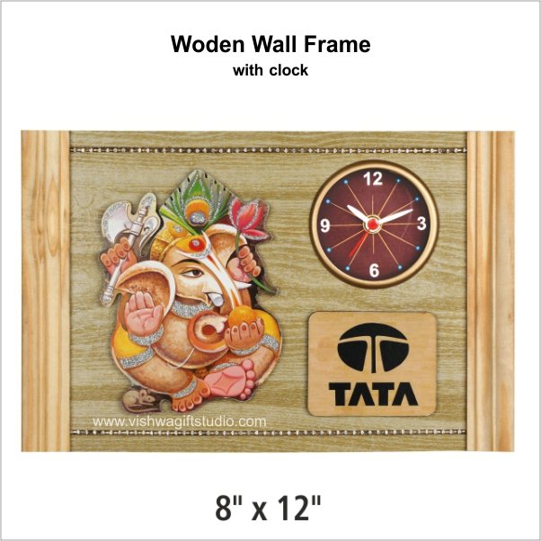 Vishwa Gift Studio | Corporate gifts | Wooden Wall Frame with Clock