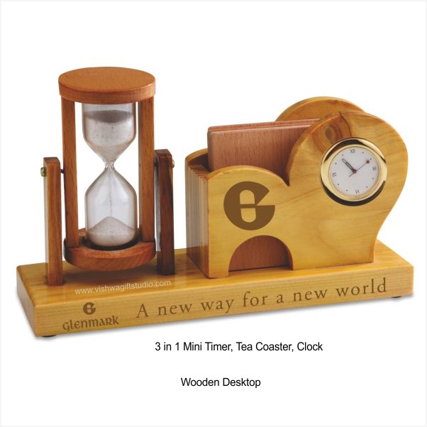 3 in 1 Mini Vishwa Gift Studio | Corporate gifts | Timer, Tea Coaster, Clock