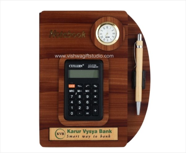 Vishwa Gift Studio | Corporate gifts | A5 Wooden Notebook with calculator
