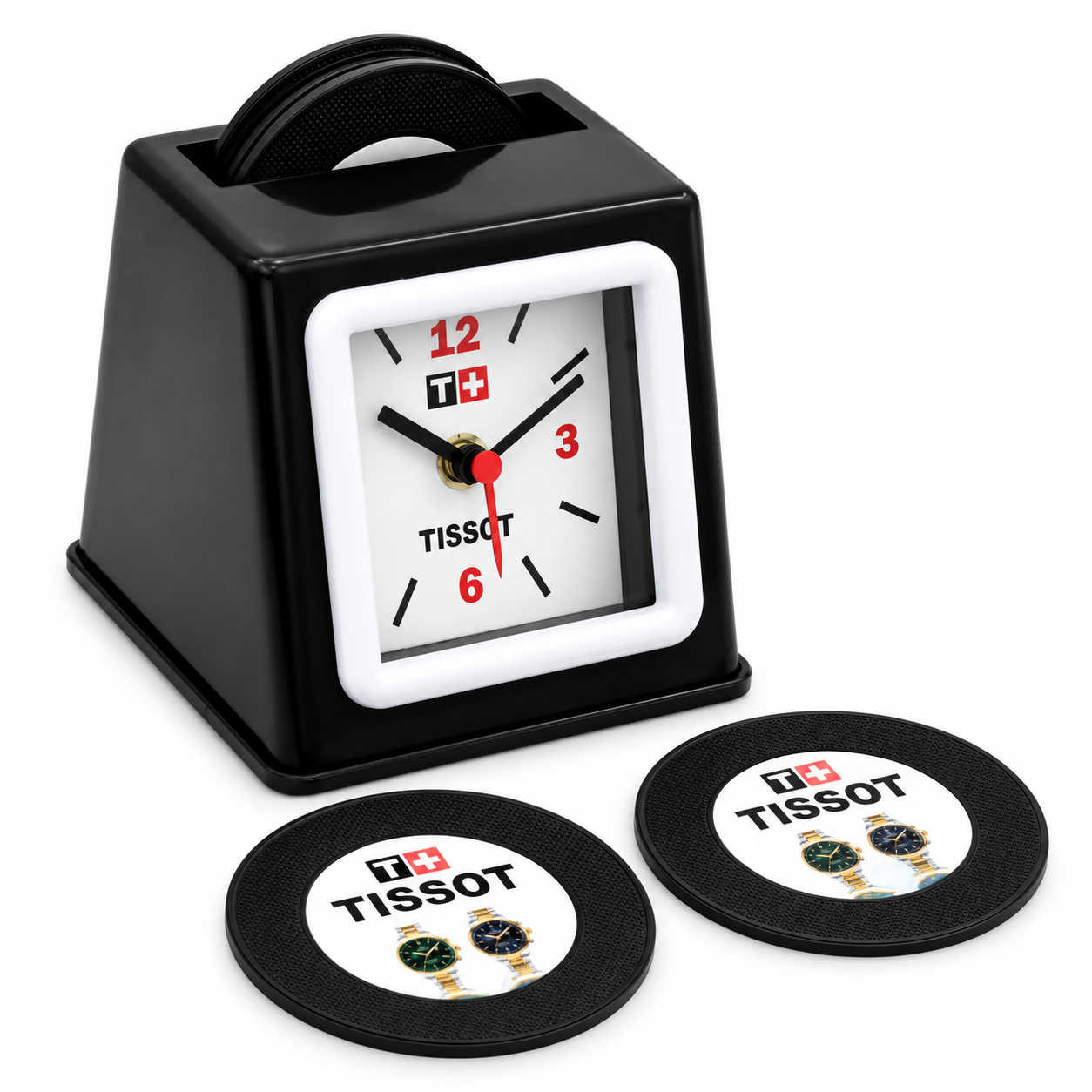 TC372 Table Clock with Six Coasters — TC372