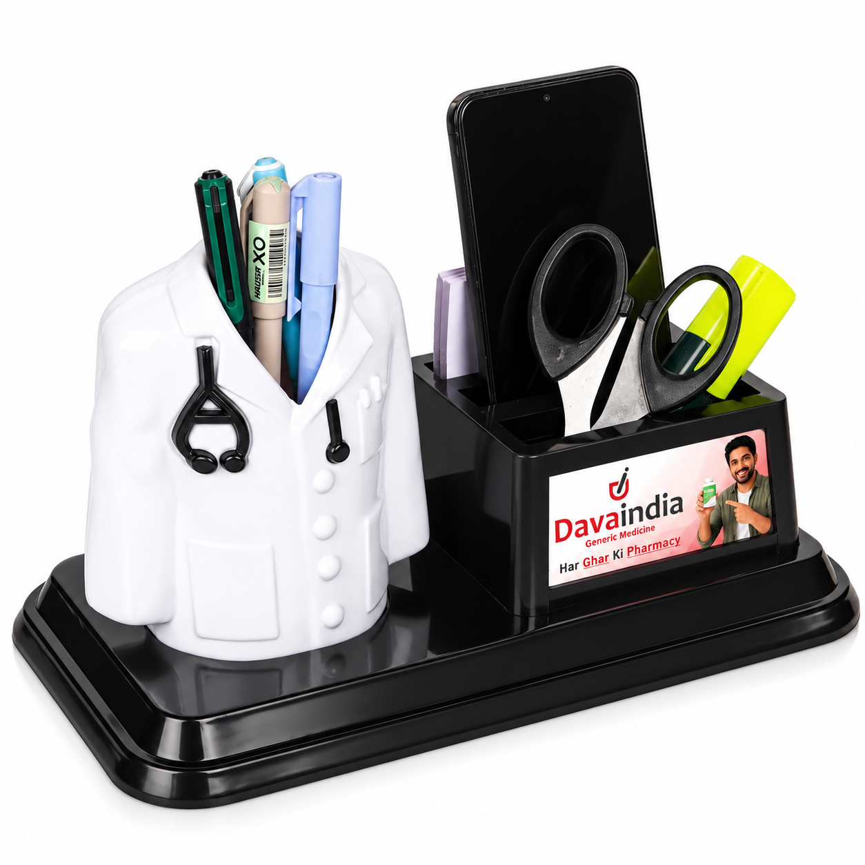 PH397 Doctor Coat Pen Stand with Mobile and Card Holder — PH397