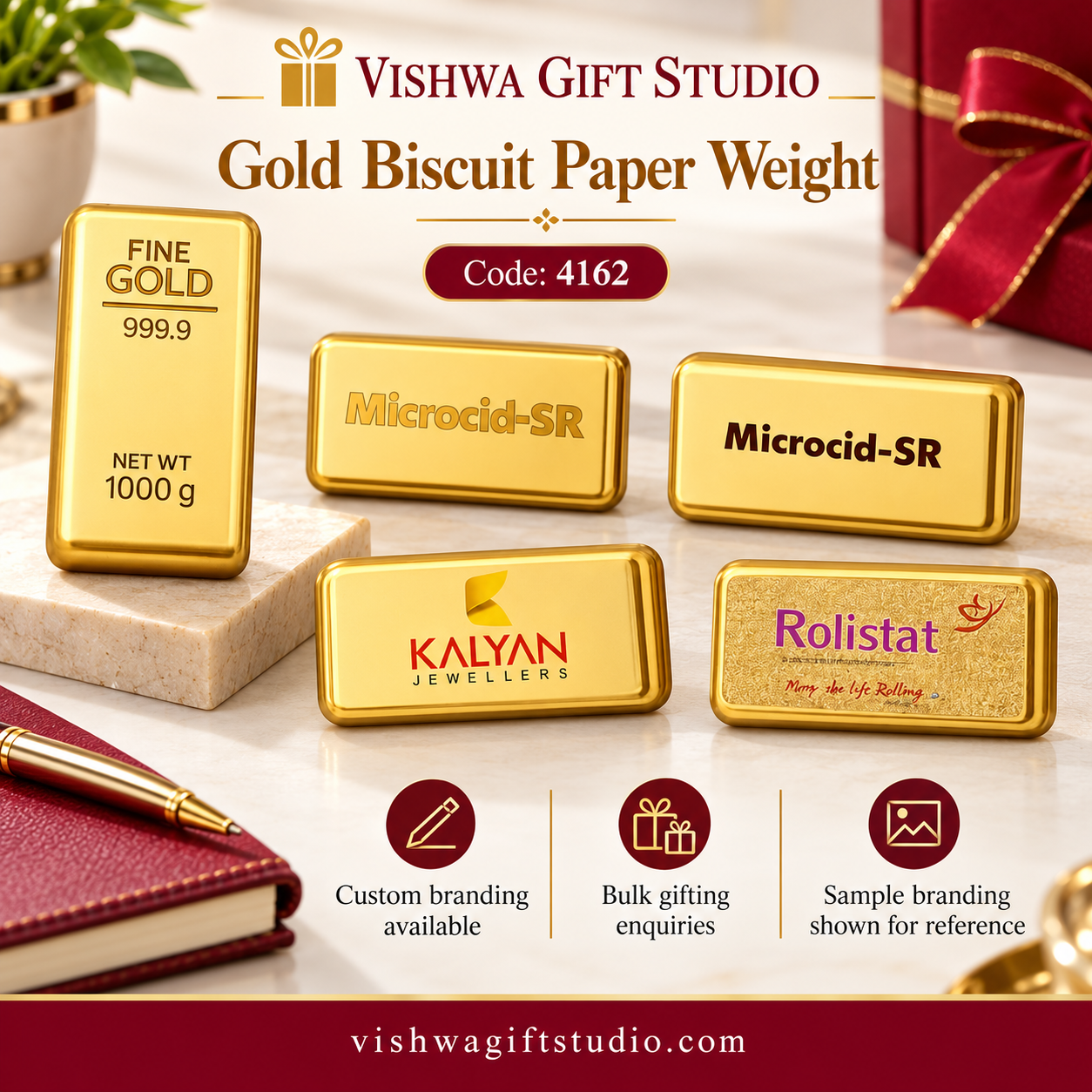 4162 Gold Biscuit Paper Weight - Image 2