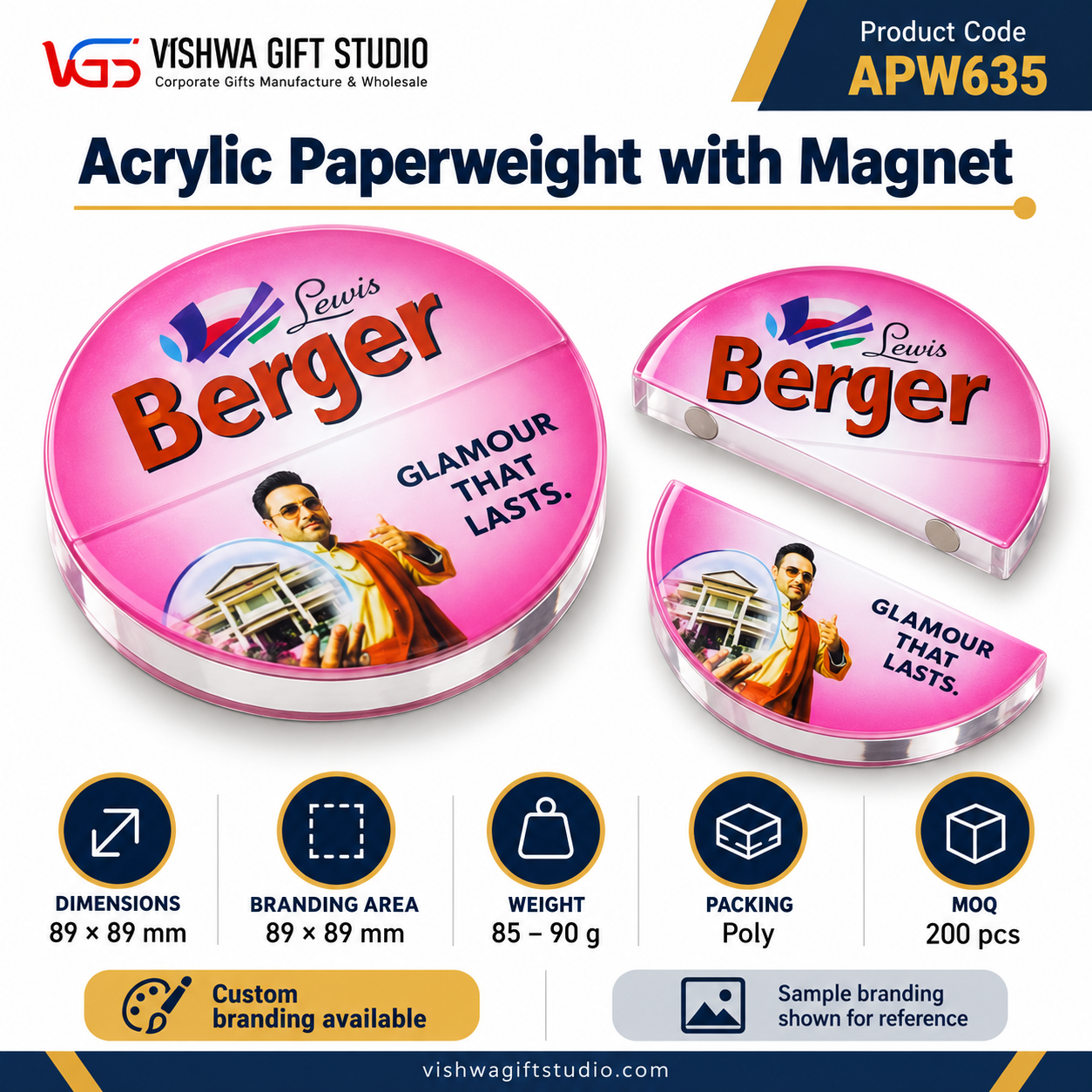 APW635 Acrylic Paperweight with Magnet - Image 2