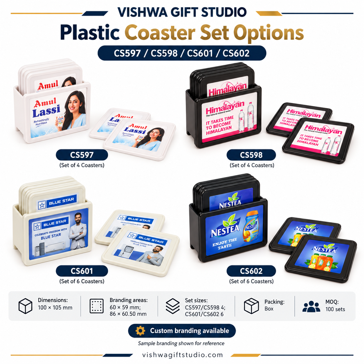 Plastic Coaster Set Options – CS597 / CS598 / CS601 / CS602 - Image 2