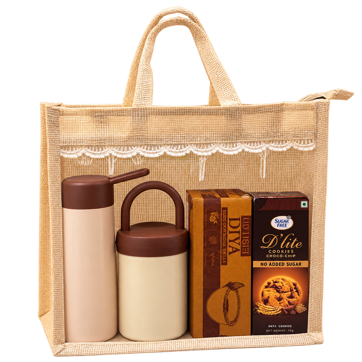 5-in-1 Glass Jar & Bottle Jute Diwali Hamper — DW-Q259