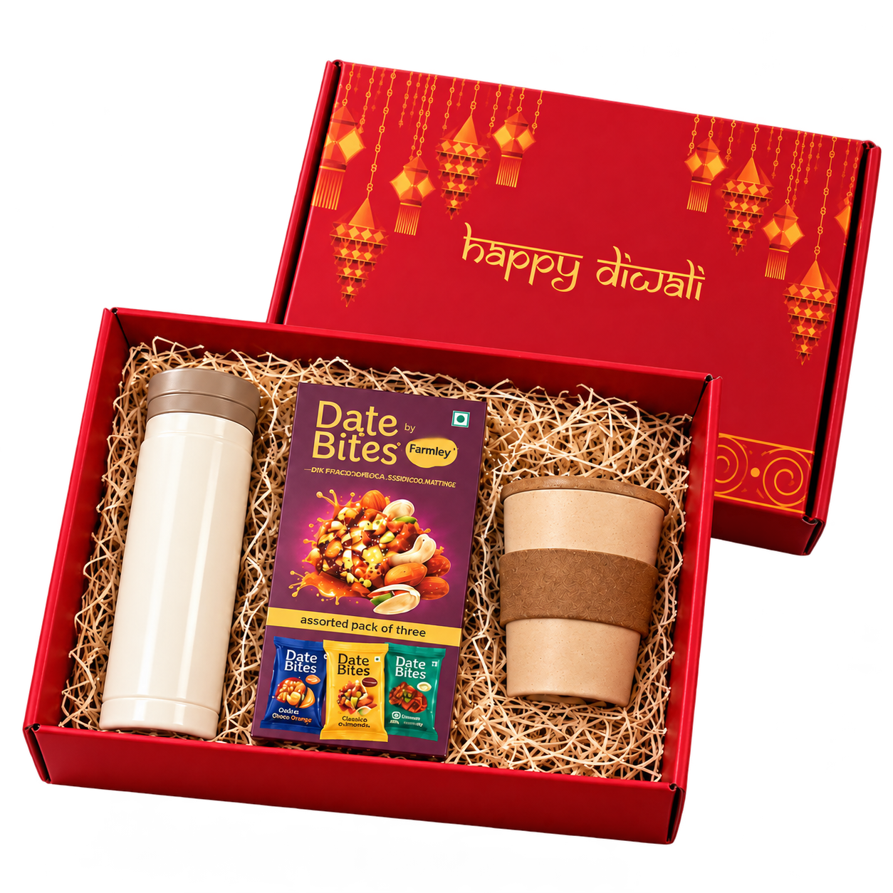 Insulated Bottle, Date Bites & Coffee Cup Diwali Hamper — DW001