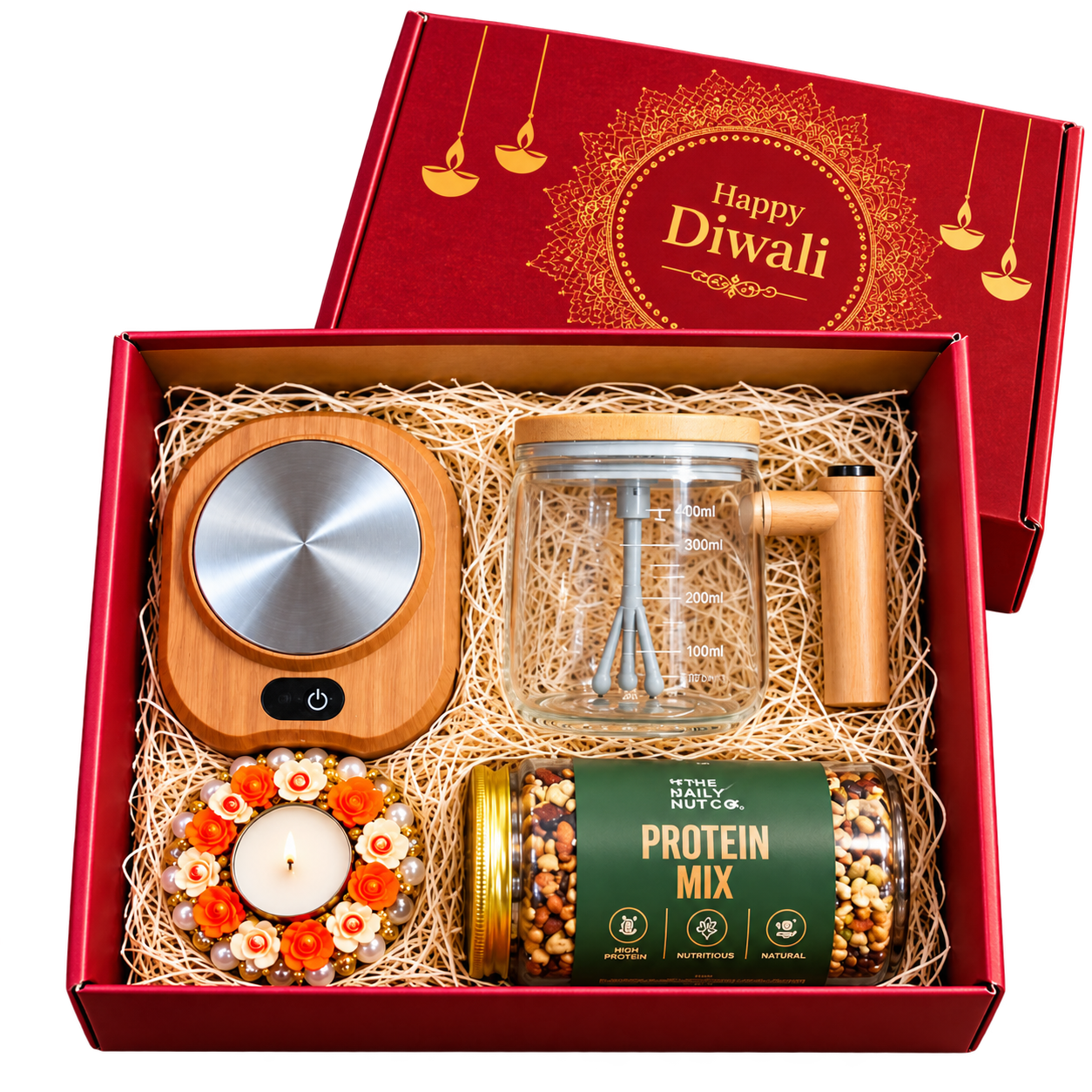 Self-Stirring Mug & Cup Warmer Diwali Hamper — DW019