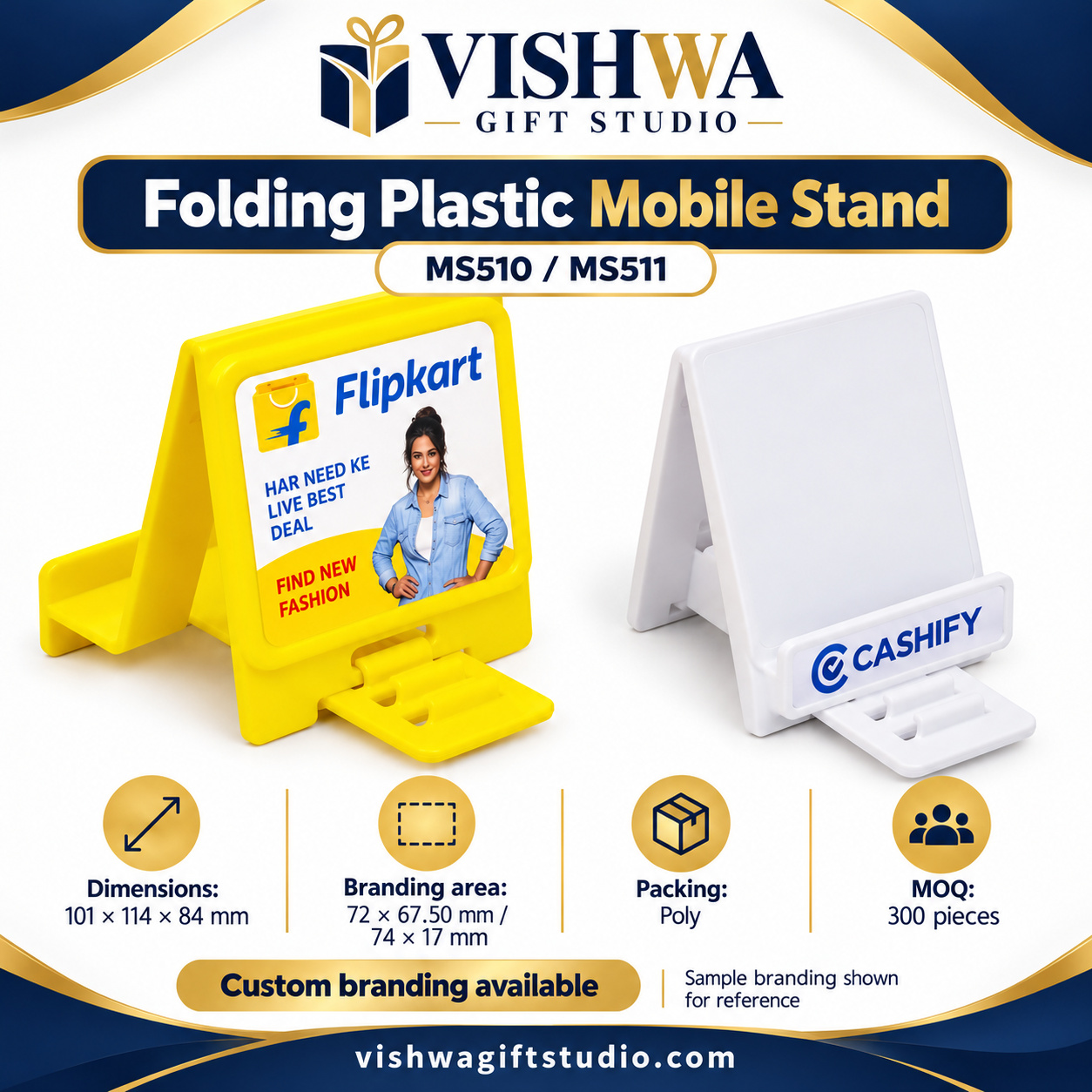 MS510 / MS511 Folding Plastic Mobile Stand – Yellow & White - Image 2