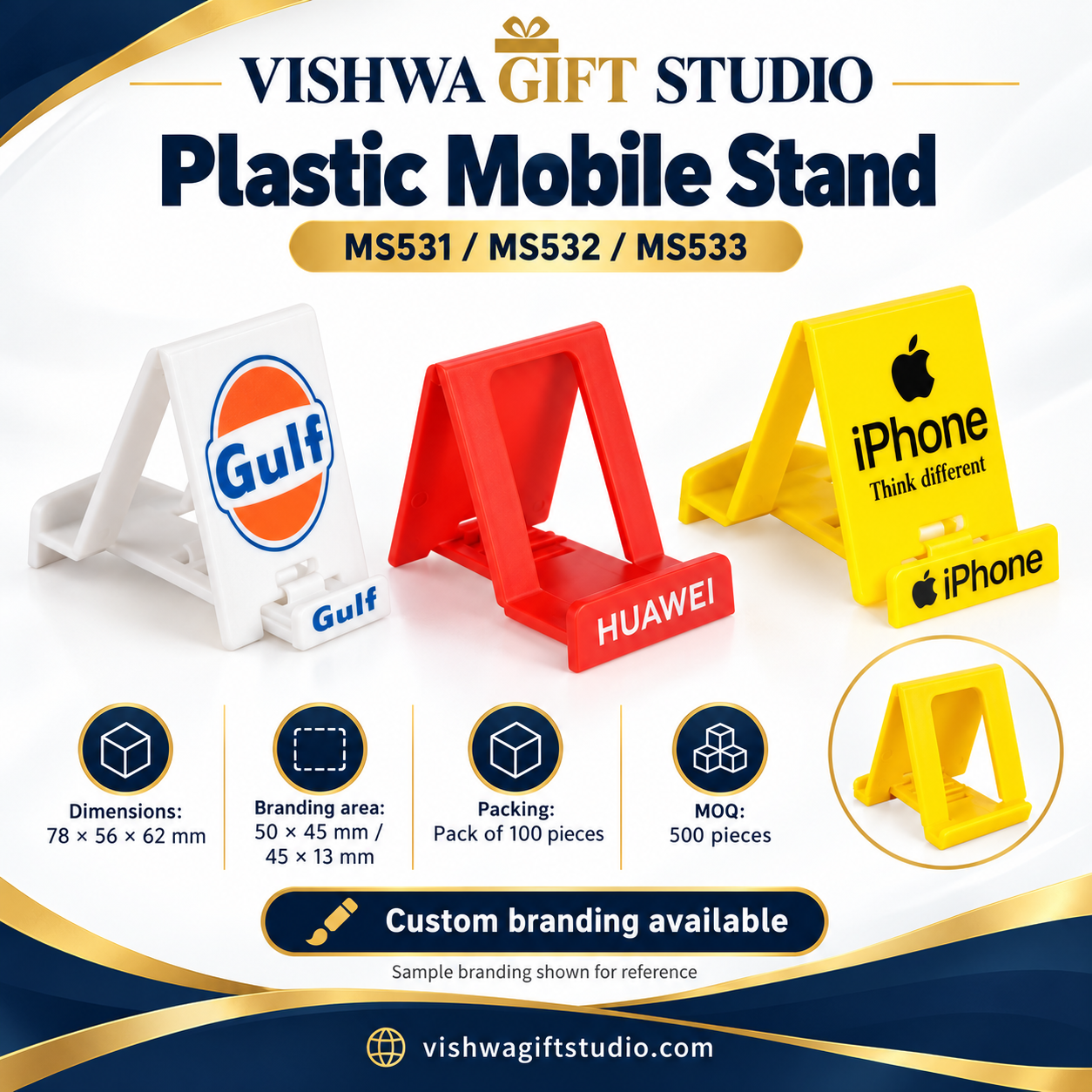 MS531 / MS532 / MS533 Folding Plastic Mobile Stand – Three Colours - Image 2