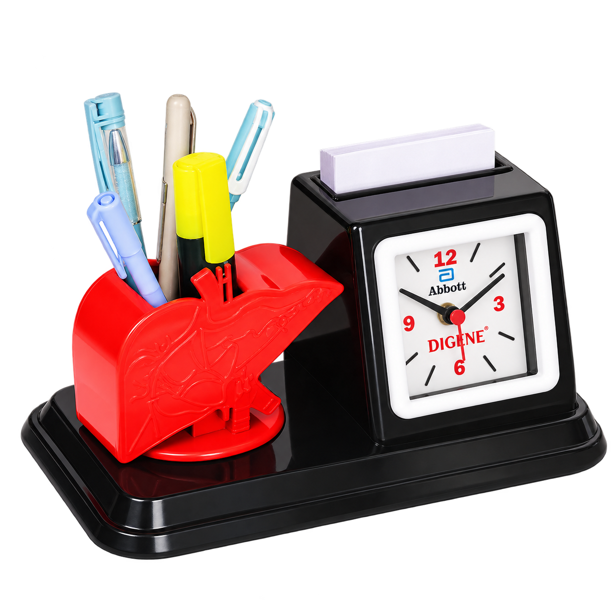 PH355 Liver Desk Clock with Pen Stand and Chit Pad — PH355