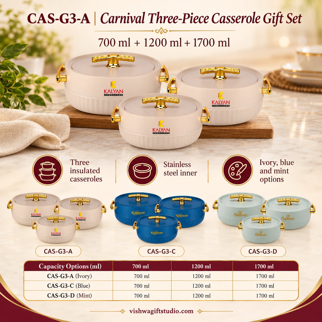 CAS-G3-A Carnival Three-Piece Casserole Gift Set - Image 2