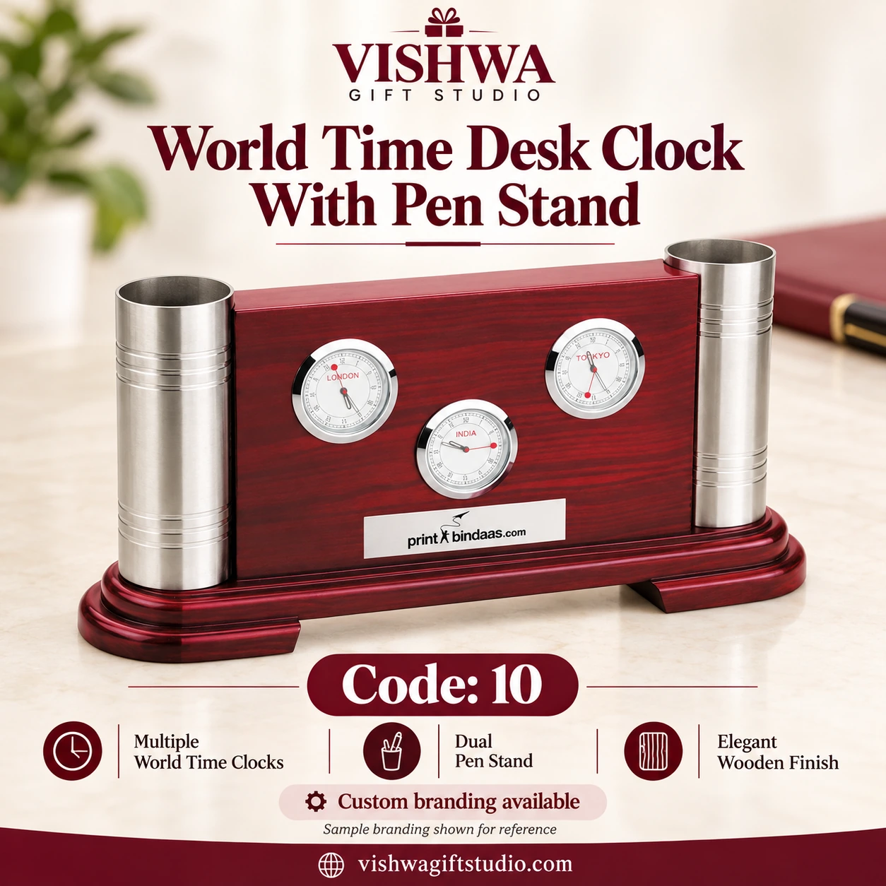 10 World Time Desk Clock With Pen Stand Vishwa Gift Studio information and promotional showcase