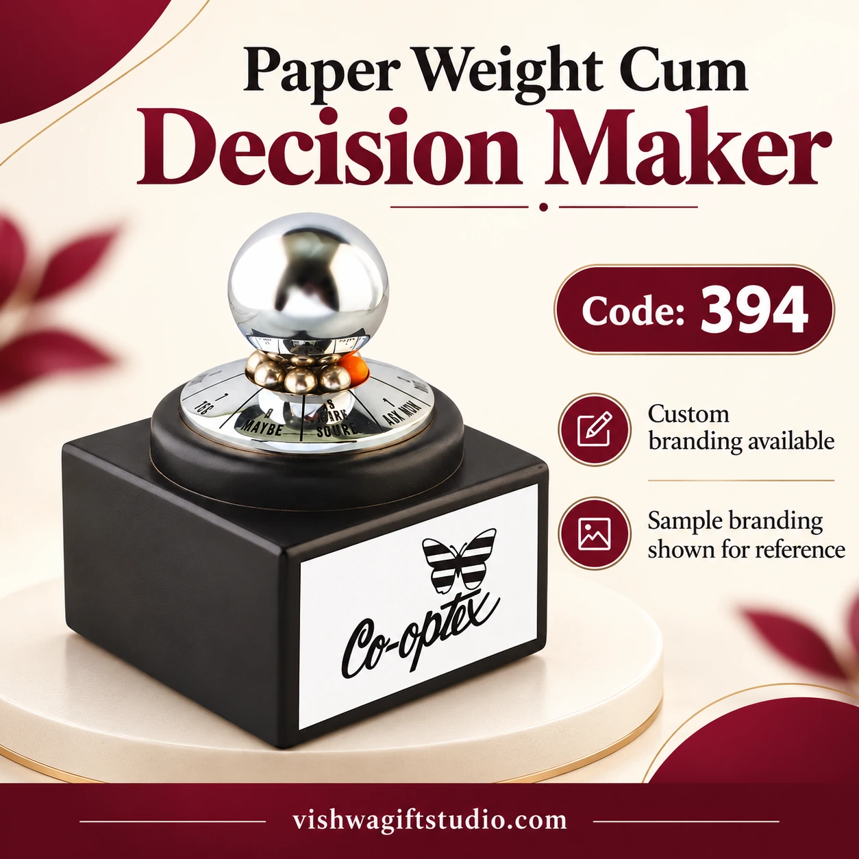 394 Paper Weight Cum Decision Maker Vishwa Gift Studio information and promotional showcase