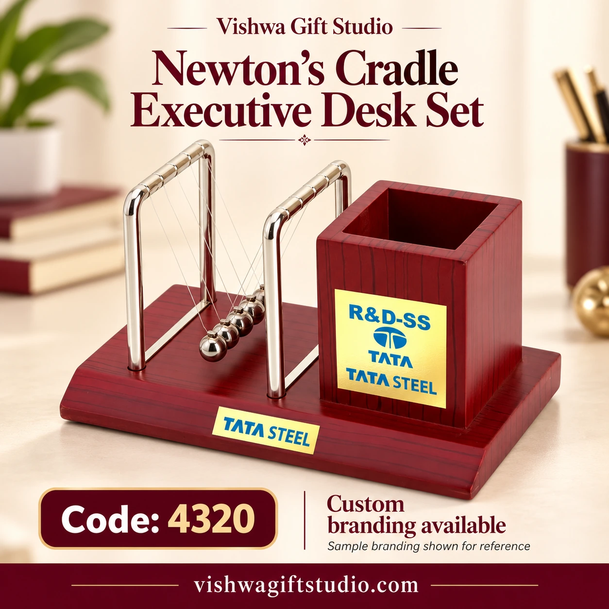 4320 Newton’s Cradle Executive Desk Set Vishwa Gift Studio information and promotional showcase