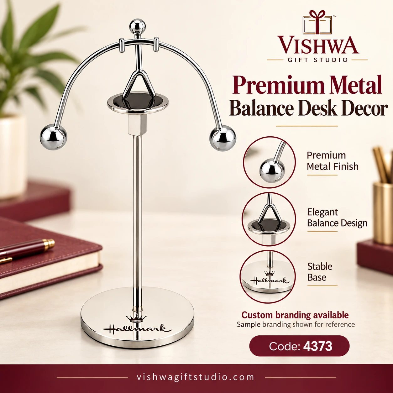 4373 Premium Metal Balance Desk Decor Vishwa Gift Studio information and promotional showcase