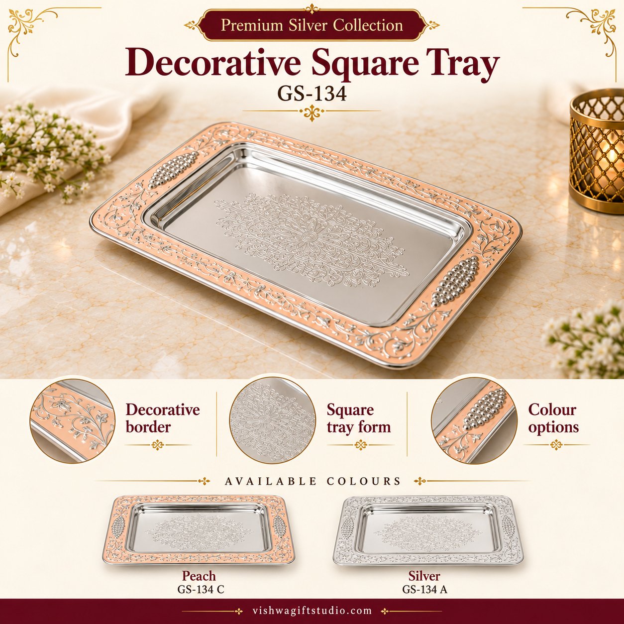 GS-134 Decorative Square Tray - Image 2