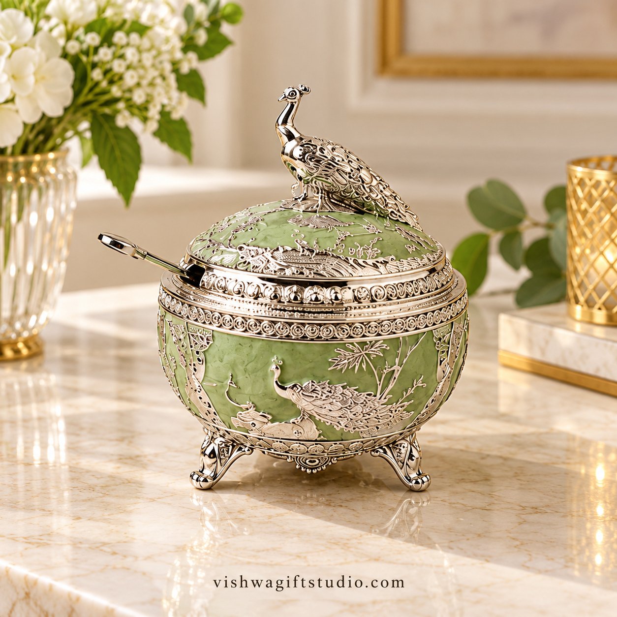 GS-168 Small Round Peacock Candy Box