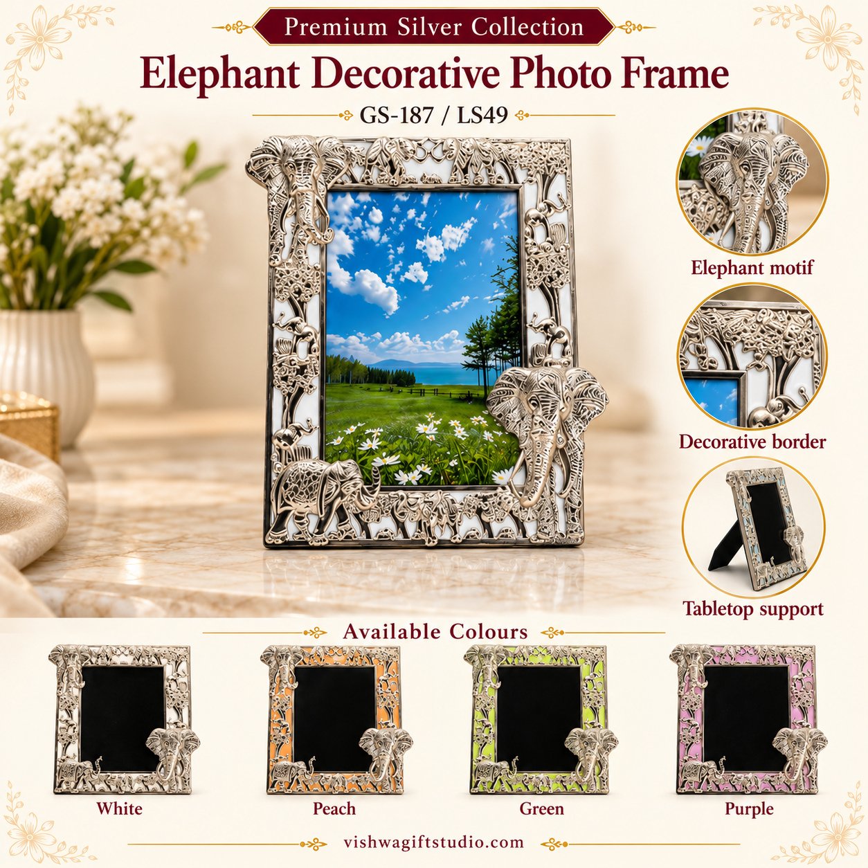 GS-187-EF Elephant Decorative Photo Frame - Image 2