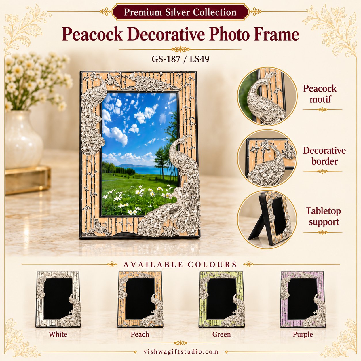 GS-187-PF Peacock Decorative Photo Frame - Image 2