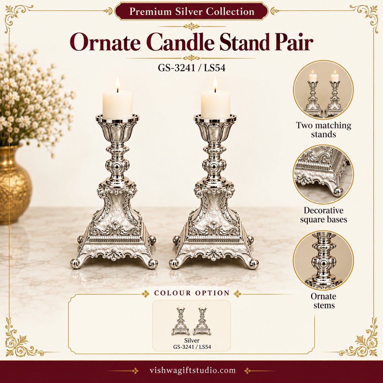 GS-3241 Ornate Candle Stand Pair - Image 2