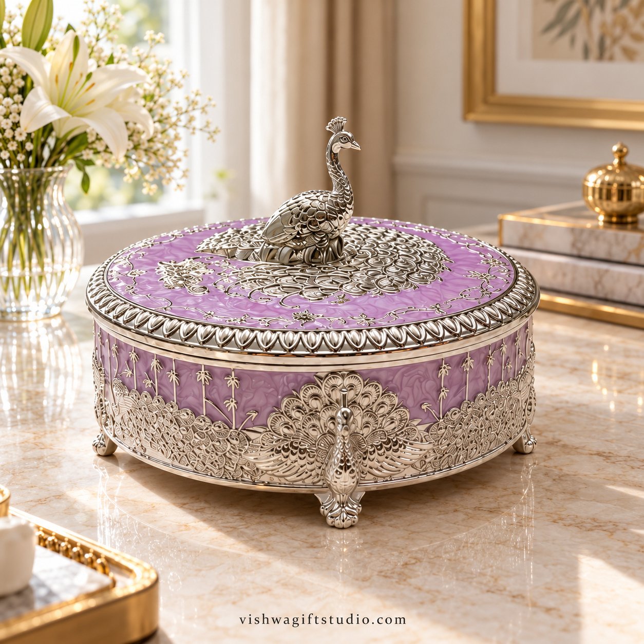 HM-2086M-PU Medium Four-Partition Round Box