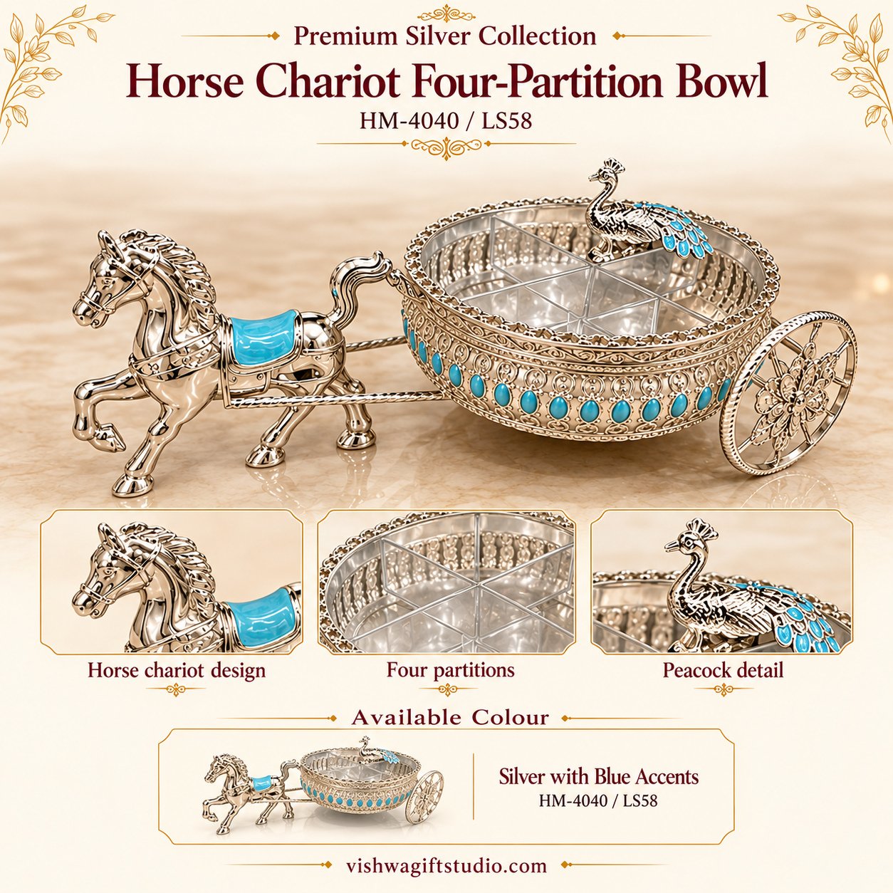 HM-4040 Horse Chariot Four-Partition Bowl - Image 2