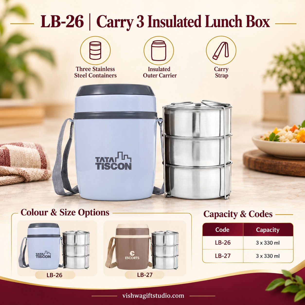 LB-26 Carry 3 Insulated Lunch Box - Image 2