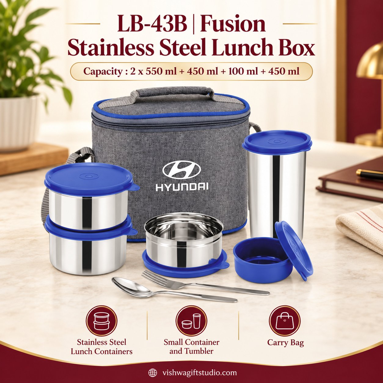 LB-43B Fusion Stainless Steel Lunch Box - Image 2