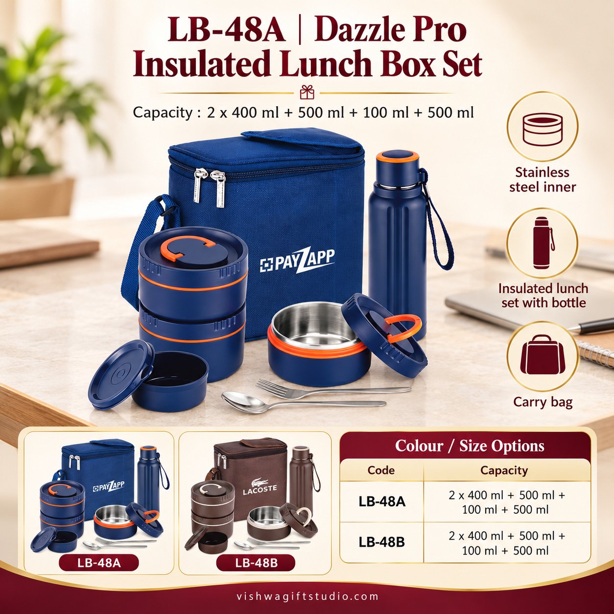 LB-48A Dazzle Pro Insulated Lunch Box Set - Image 2