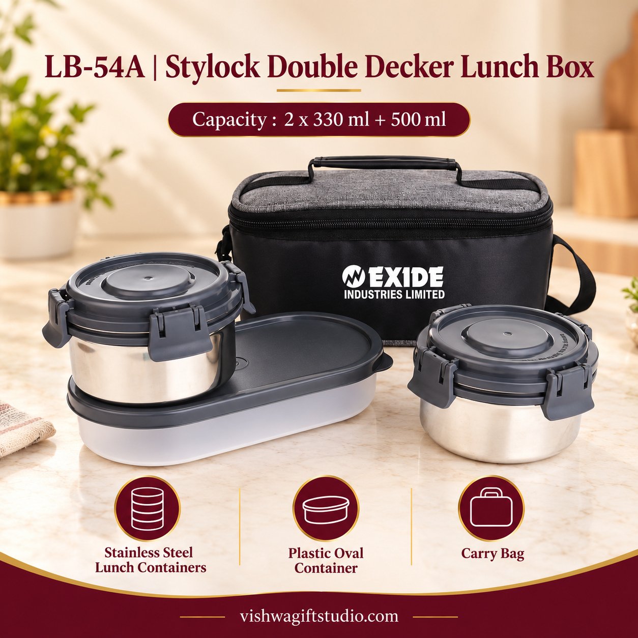 LB-54A Stylock Double Decker Lunch Box - Image 2