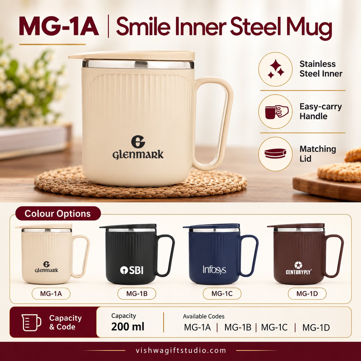 MG-1A Smile Inner Steel Mug - Image 2