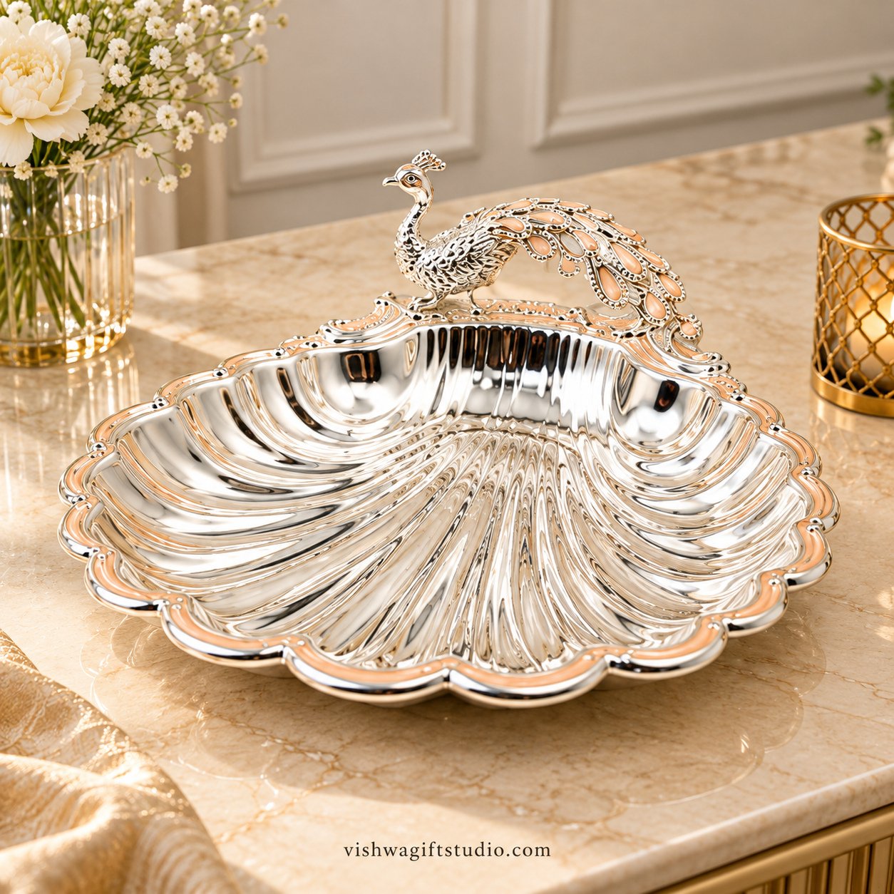 RGS-N-015 Sculpted Peacock Platter