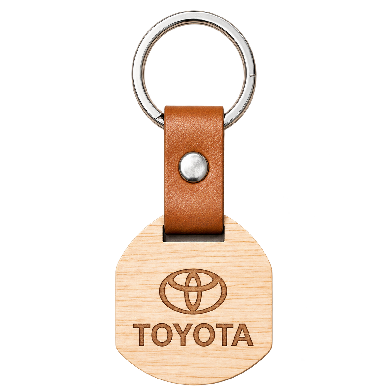 WD-K011 Rounded MDF Keychain with Leather Strap