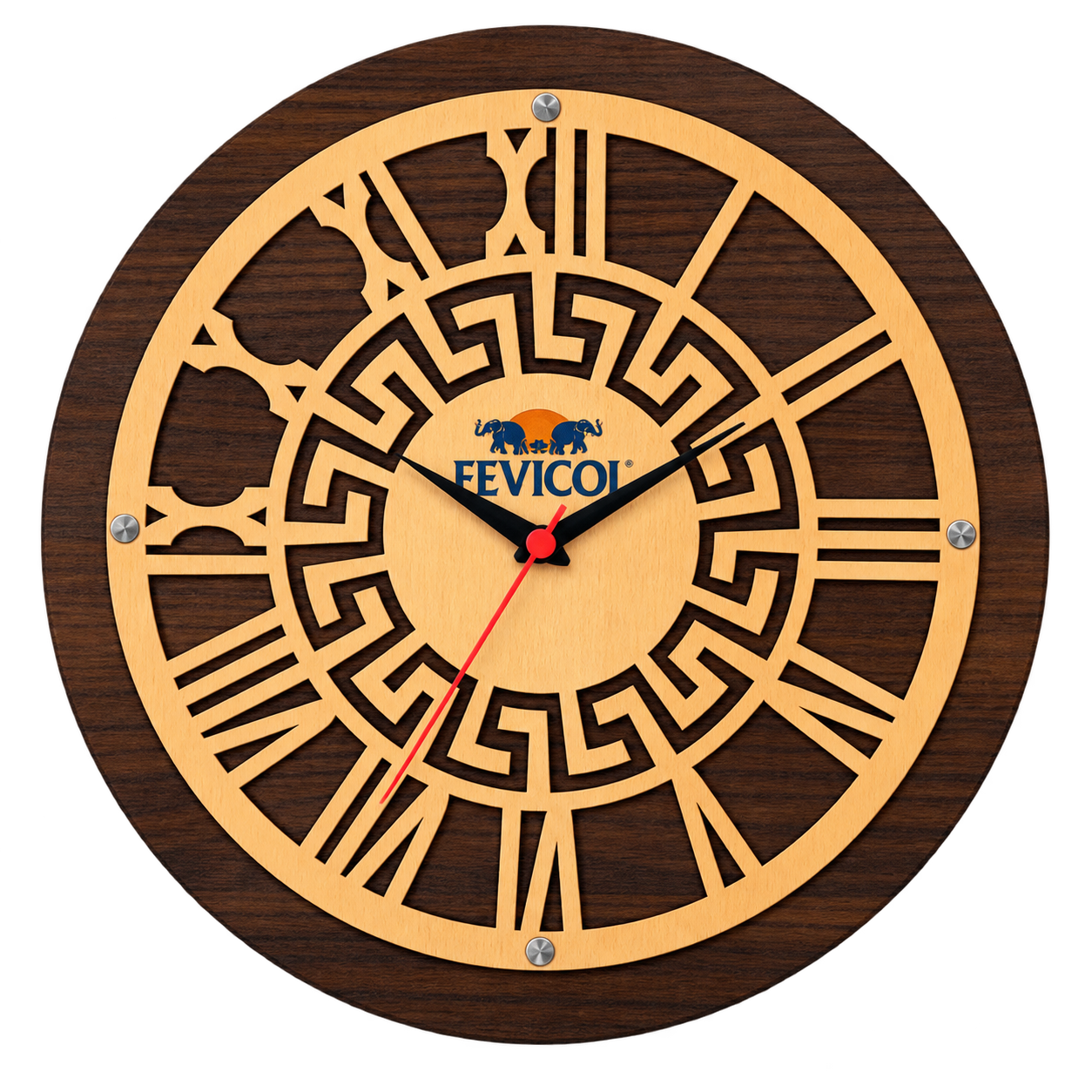 WD1010 Round Wooden Wall Clock with Roman Numerals — WD1010