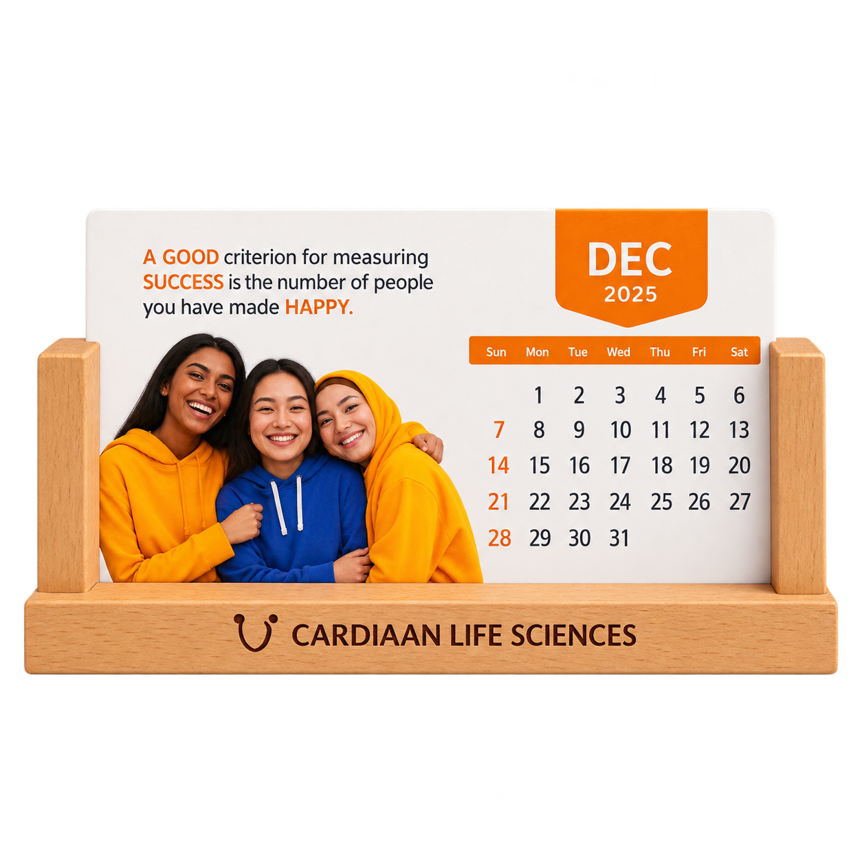 WD113 Wooden Desktop Calendar with Pen Holder — WD113