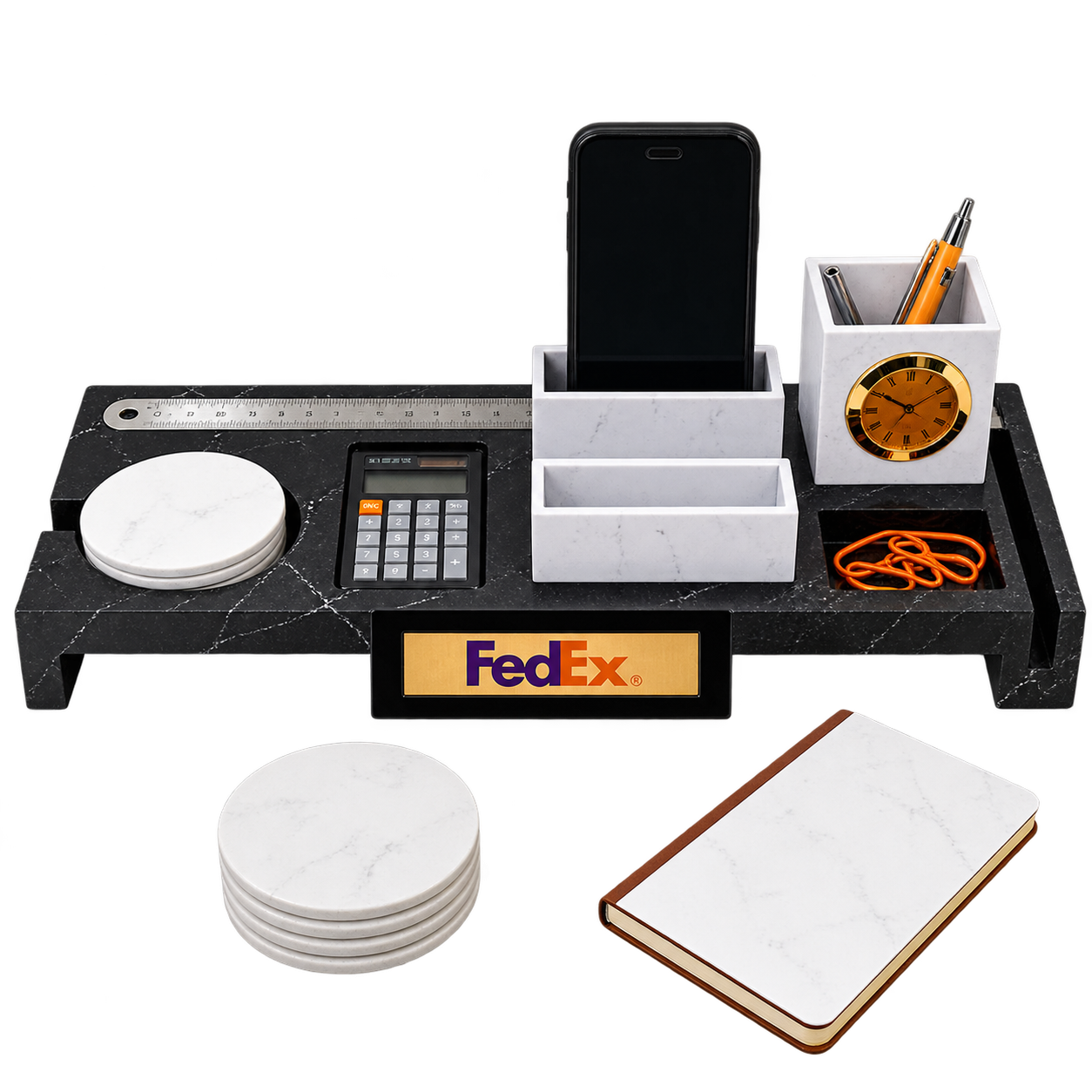 WD16 Marble Finish MDF Desktop Organiser Set — WD16