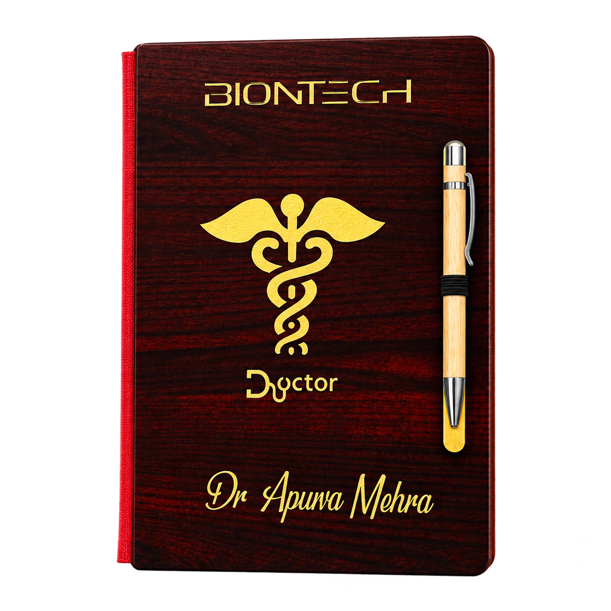 WD2007 Wooden Cover Notebook with Pen Holder