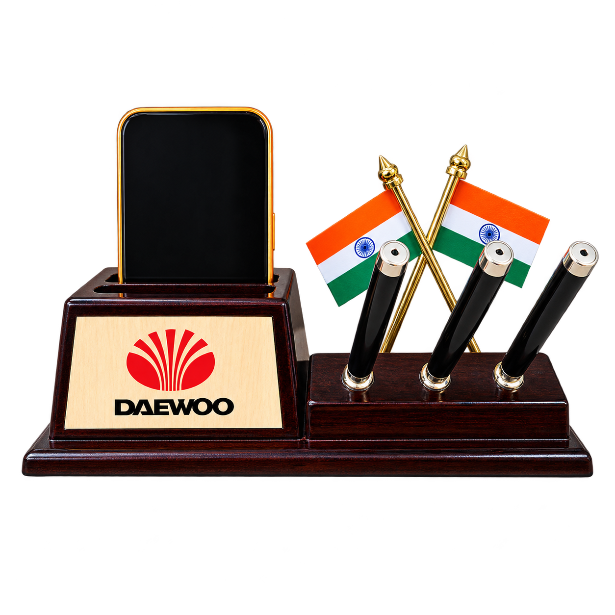 WD52 Wooden Phone Holder with Flag and Pen Stand — WD52