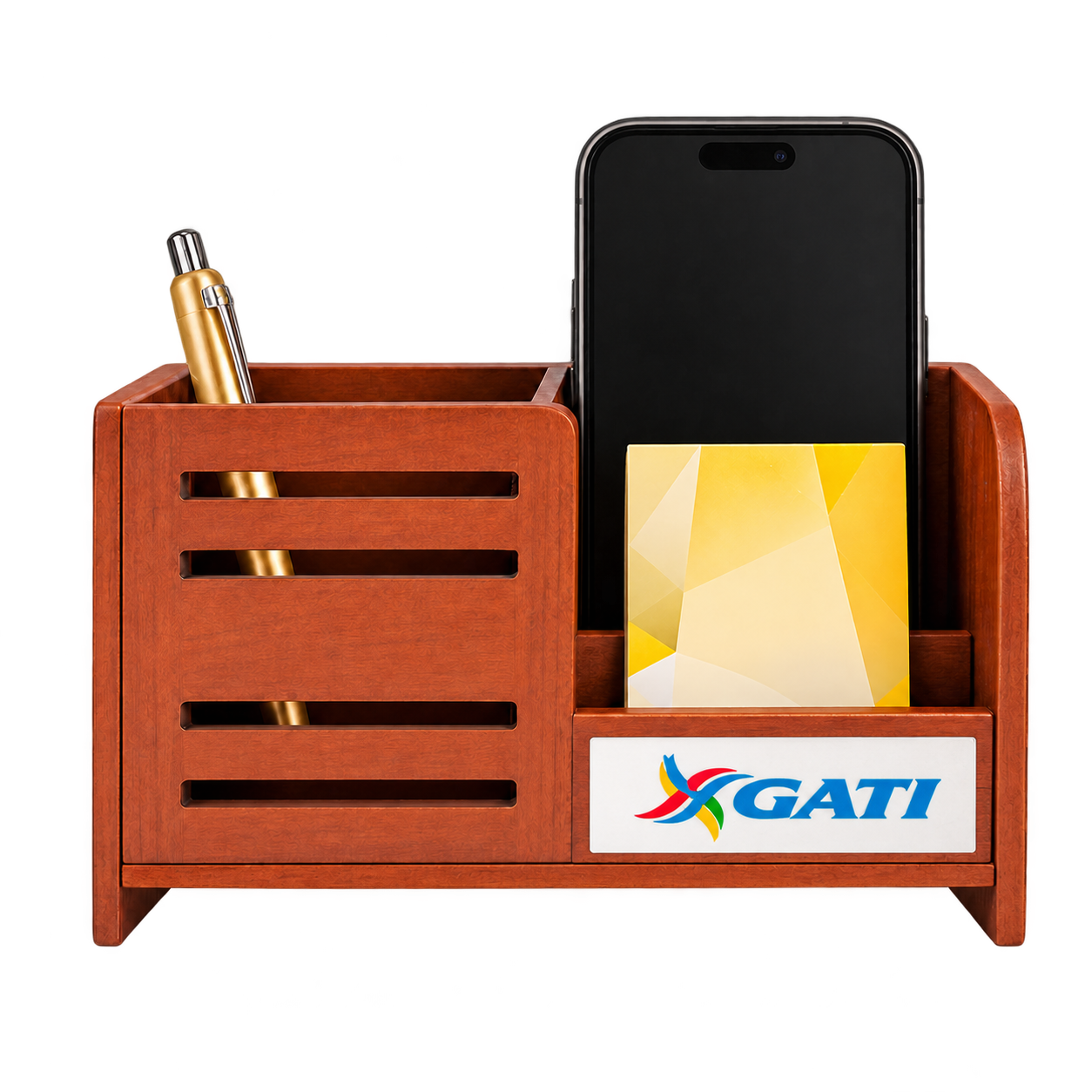WD61 Wooden Pen Stand with Phone and Card Holder — WD61