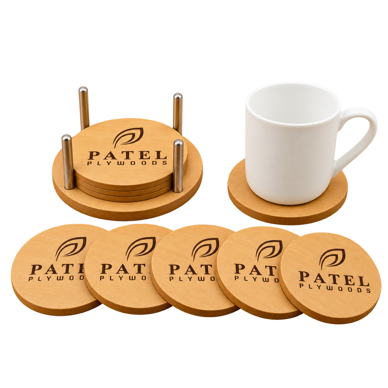 WD80 Round Wooden Coaster Set — WD80