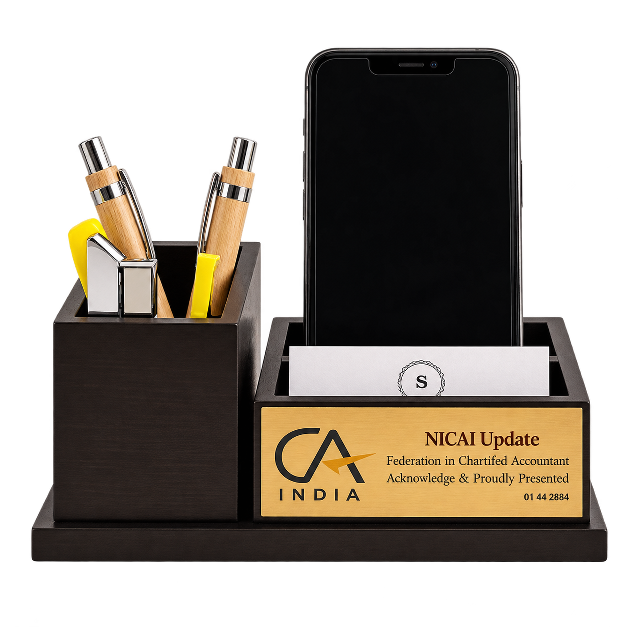 WD85 Wooden Pen Stand with Notebook Holder — WD85