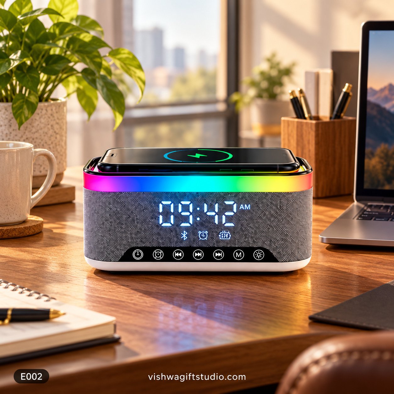 E002 Voltix Wireless Charging Speaker Clock