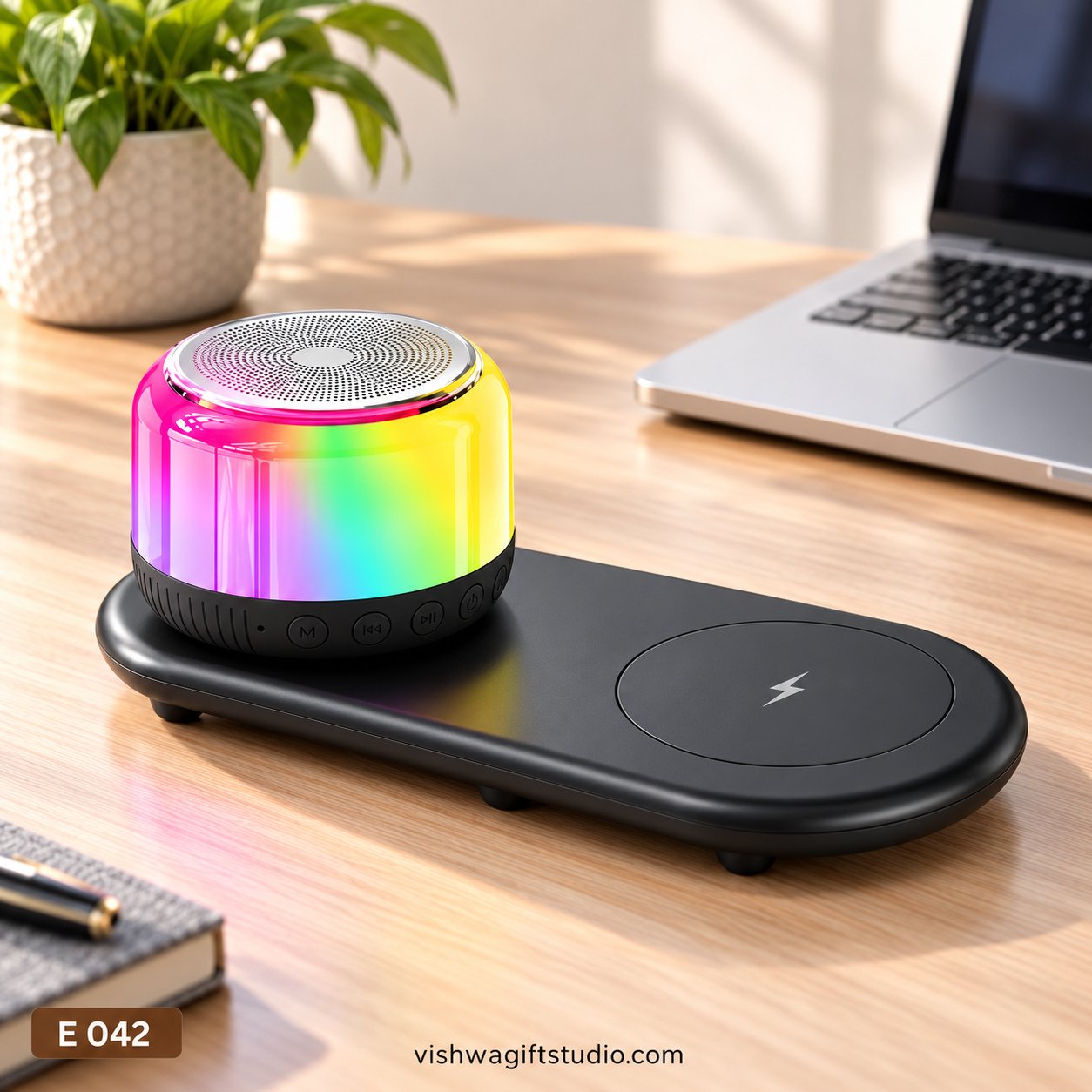 E042 Docksmart Wireless Charger and Bluetooth Speaker