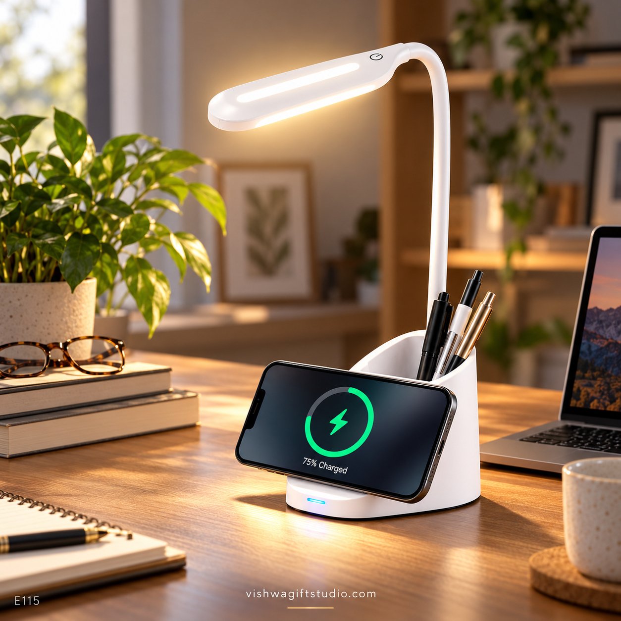 E115 Zenstar 4-in-1 Wireless Charging Desk Lamp