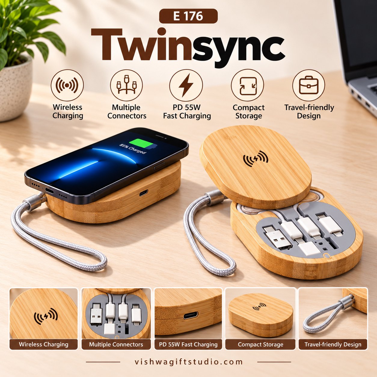 E176 Twinsync 5-in-1 Travel Charging Kit - Image 2