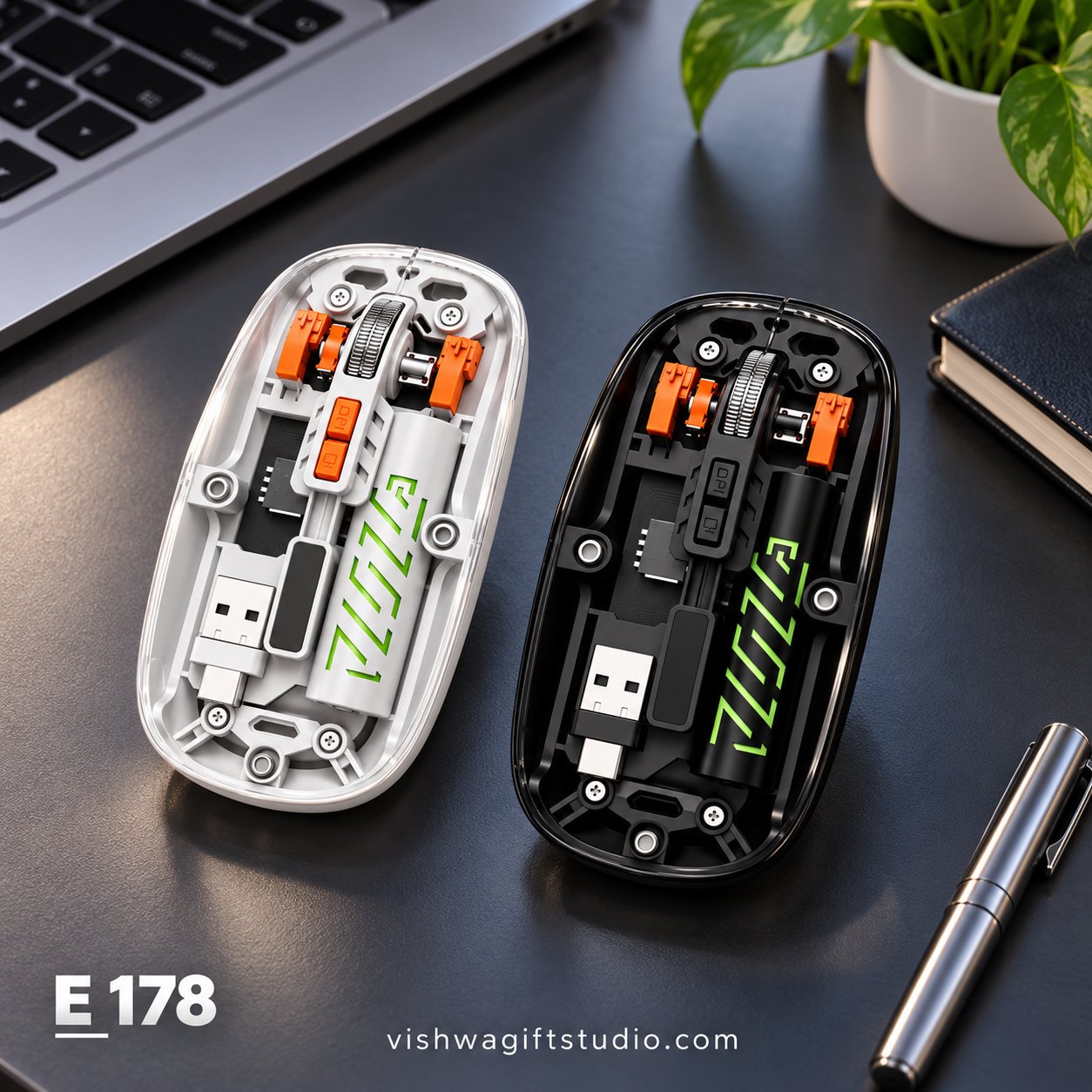 E178 Clear Transparent Dual-Mode Wireless Mouse