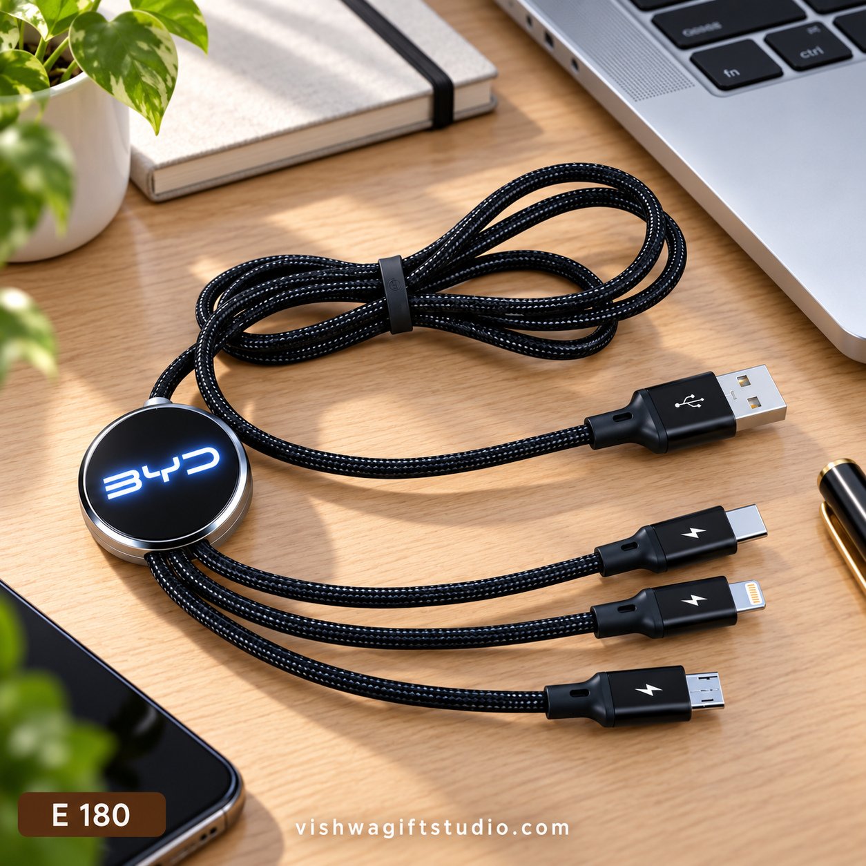 E180 Wiro1 3-in-1 Braided Charging Cable