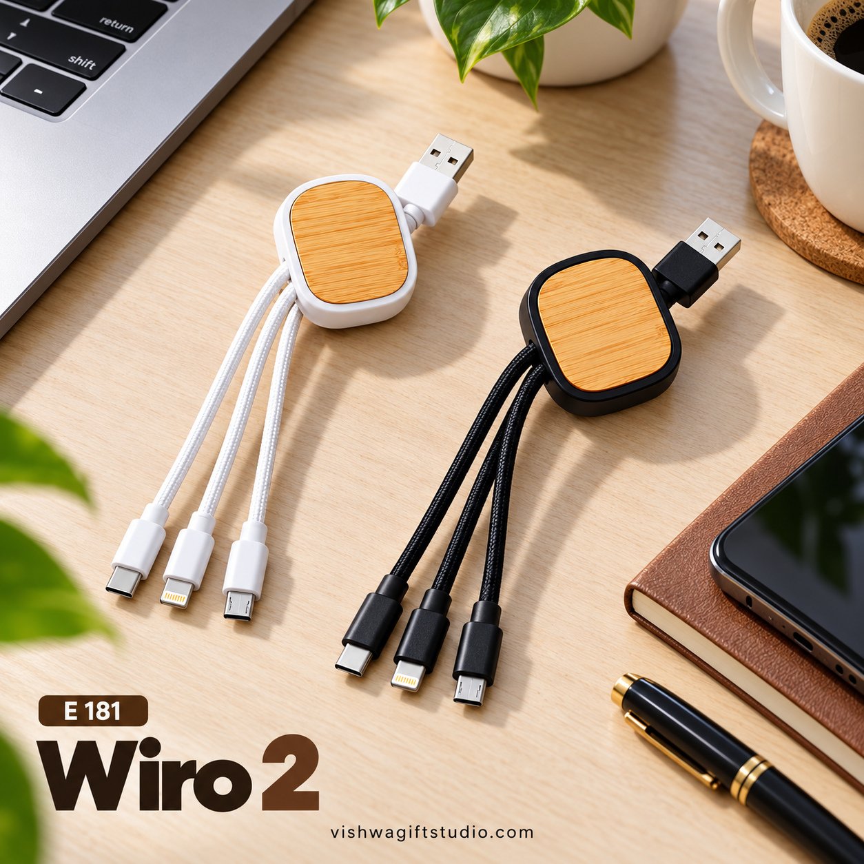 E181 Wiro2 Bamboo 3-in-1 Charging Cable