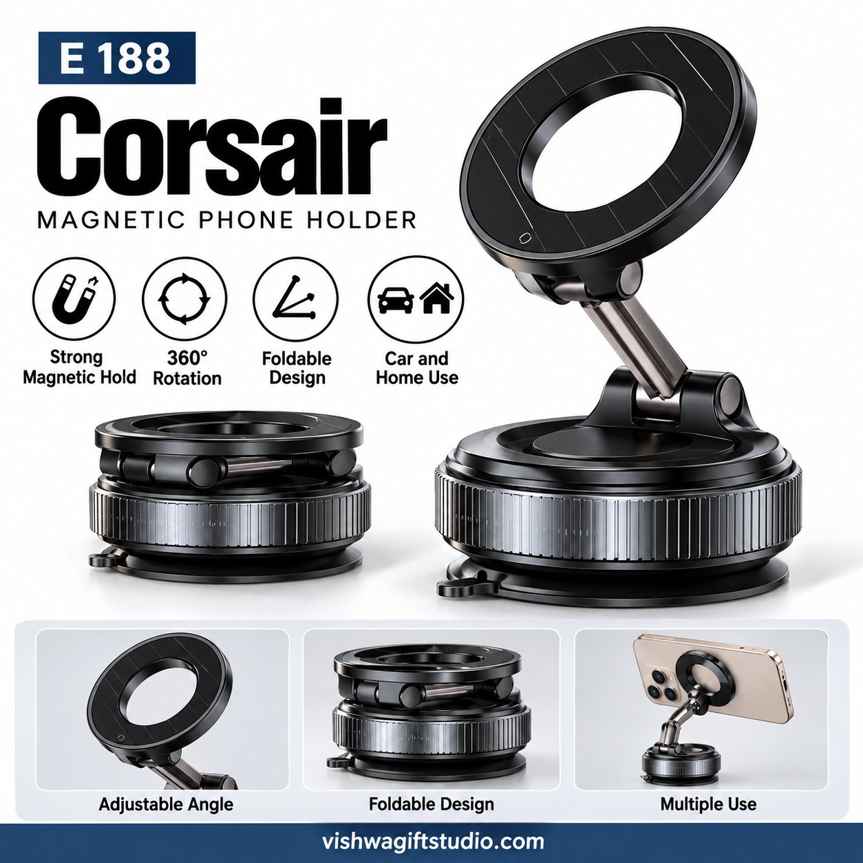E188 Corsair Foldable Magnetic Phone Holder - Image 2
