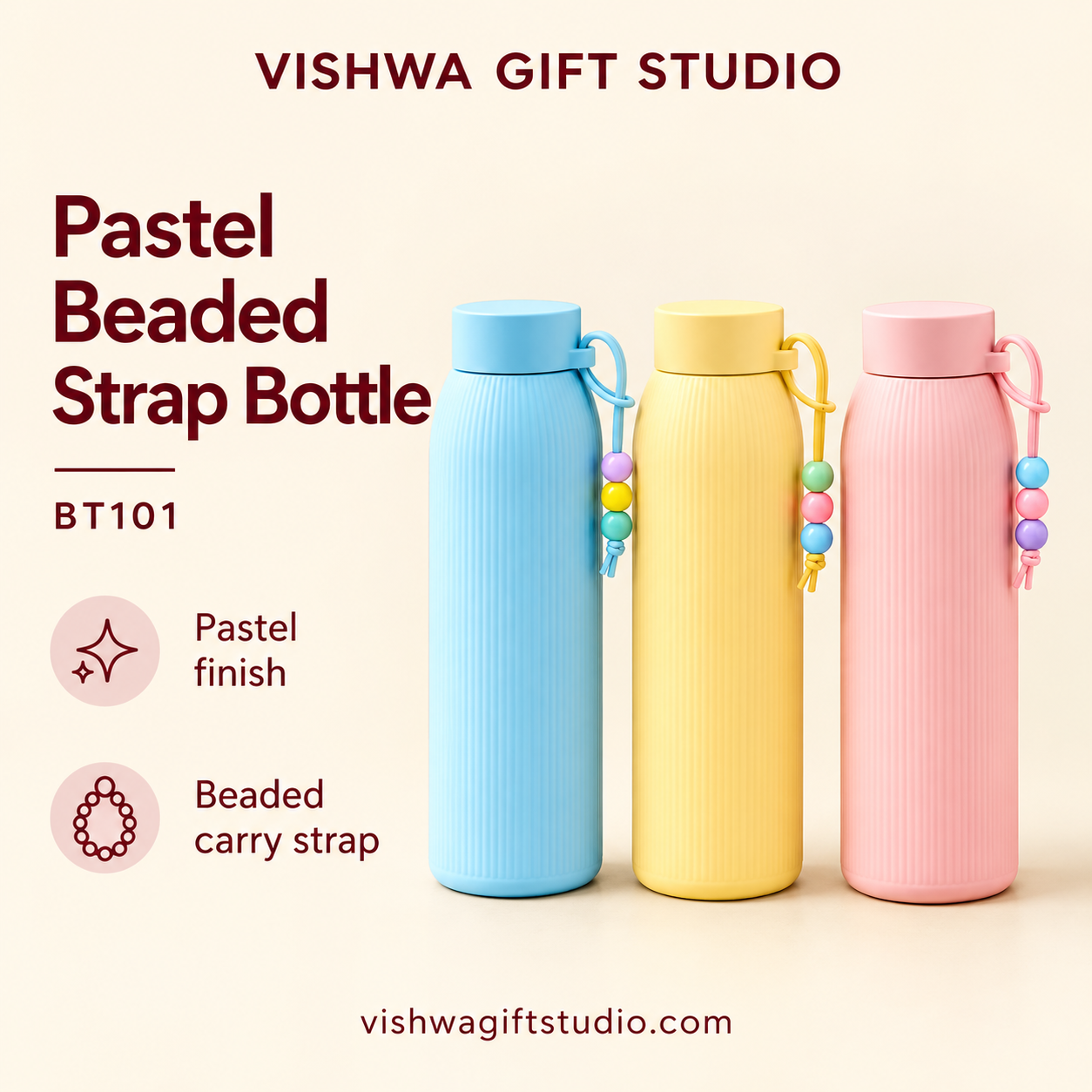 Pastel Beaded Strap Bottle - BT101 - Image 2
